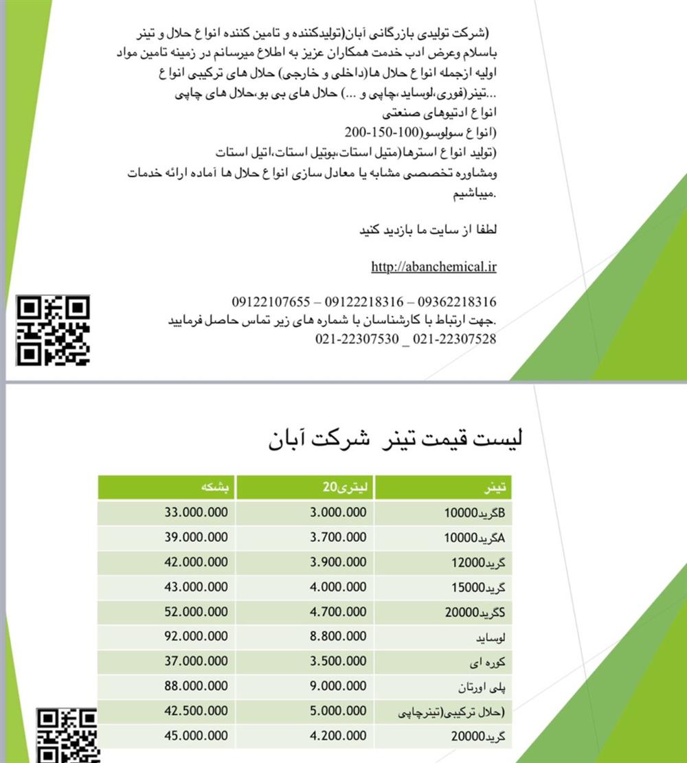 فروش انواع تینر